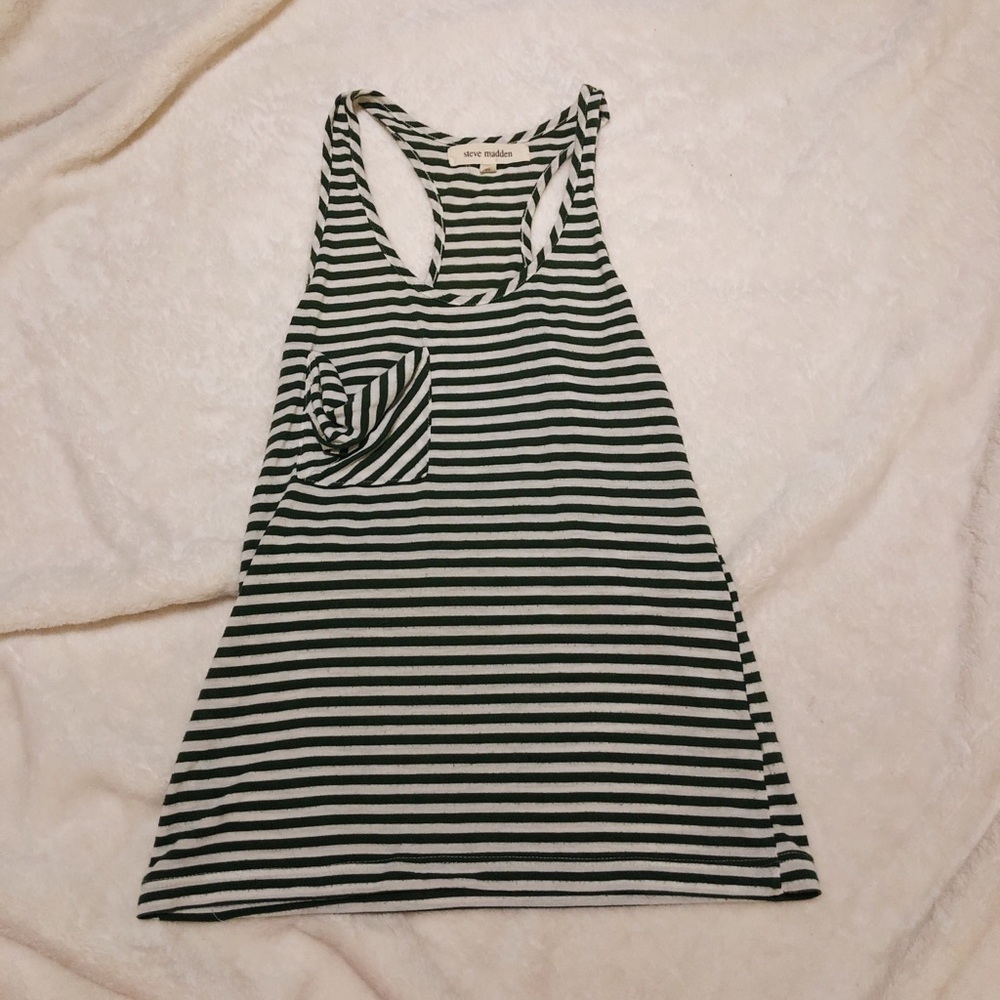 STEVE MADDEN green and white striped tank top
